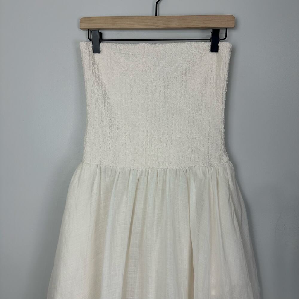 J.CREW Strapless Mixy Dress Summer Linen Cream Size Small NWT Minimalist Europe - Picture 7 of 13